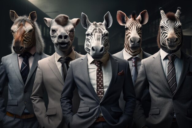 Zdjęcie grupa zebr noszących garnitury i krawaty