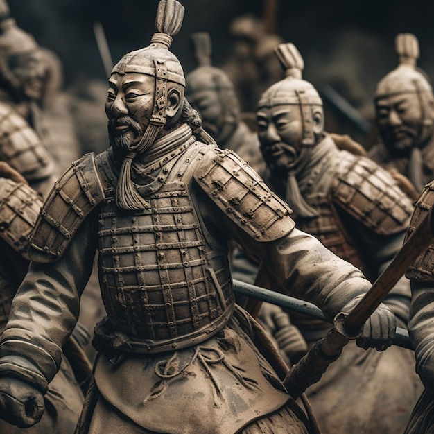 Zdjęcie grupa żołnierzy ze słowem samuraj na plecach