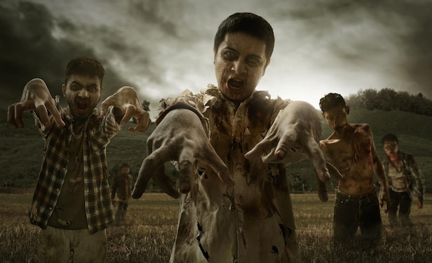 Zdjęcie grupa zombie.