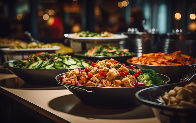 Grupowe catering bufetowe jedzenie wewnętrzne w restauracji