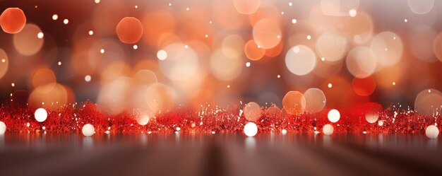Grupy prezentów świątecznych i kulek na tle świątecznej choinki z kolorowymi świątecznymi światłami