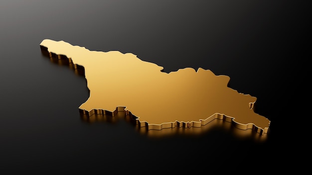 Gruzja złota kamienna mapa na czarnym tle ilustracja 3d