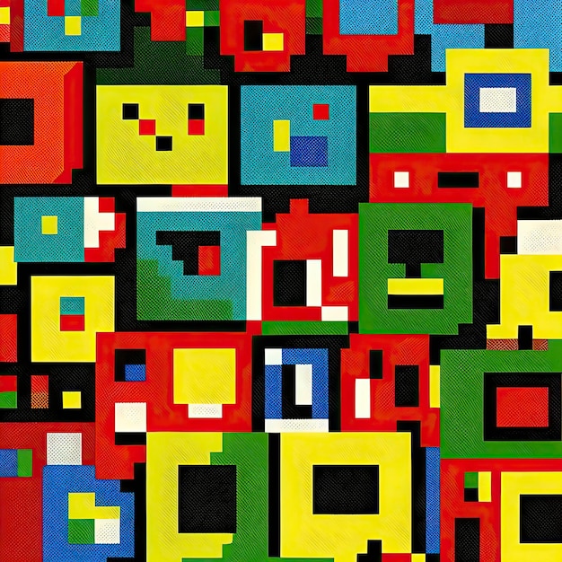 Zdjęcie gry wideo z kolorowymi pikselowymi ekranami