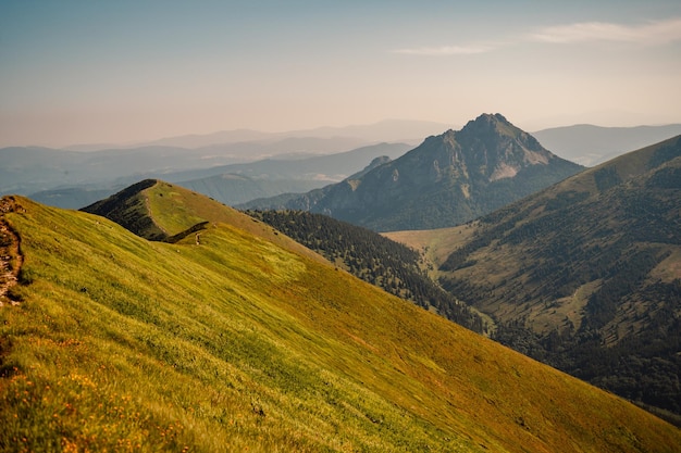 Grzbiet nad Słowacją Mała Fatra Wędrówki po słowackich górach Krajobraz Turystyczny podróżnik Park Narodowy Mała Fatra Szczyt Rozsutec i Stoh