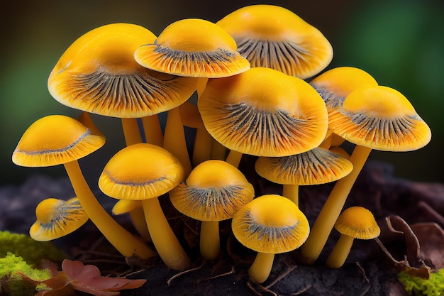 Grzyb Hypholoma fasciculare powszechnie znany jako kępka siarki lub skupiony woodluber