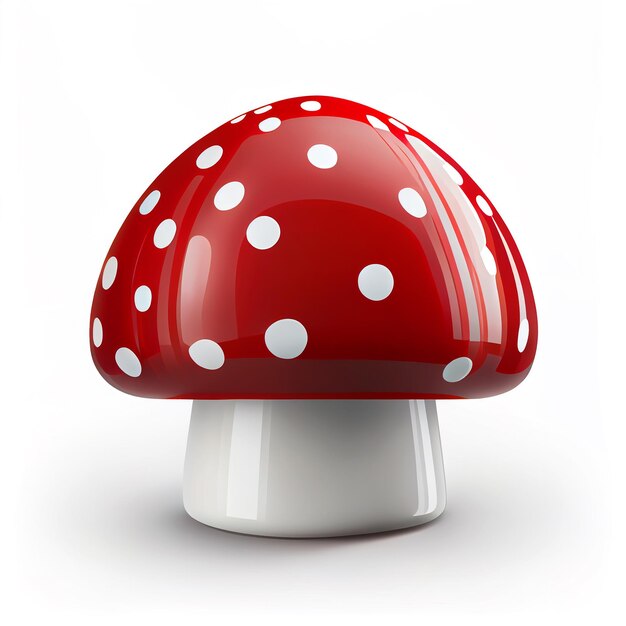 Grzyb Jesienna ilustracja sztuki 3D ikona samodzielnie na białym tle Błyszczący czerwony grzyb
