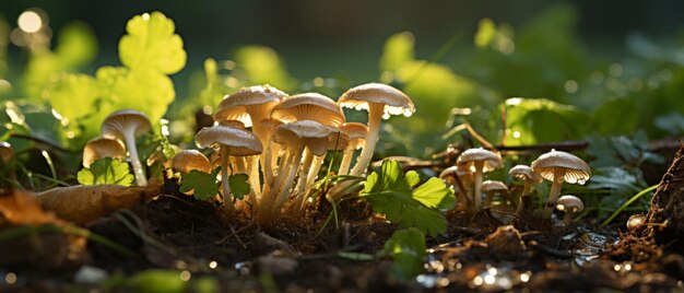 Grzyby ostrygowe na polanie leśnym