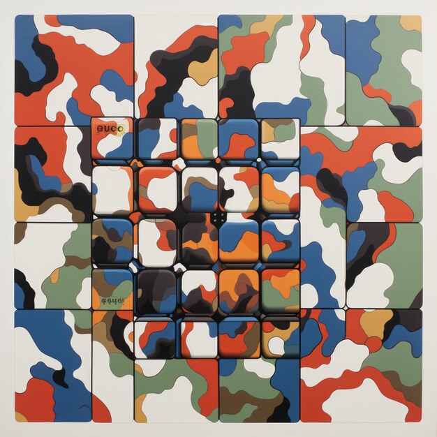 Gucci's White Background Camouflage Textile Print A Twist on the Rubik's Cube Pattern