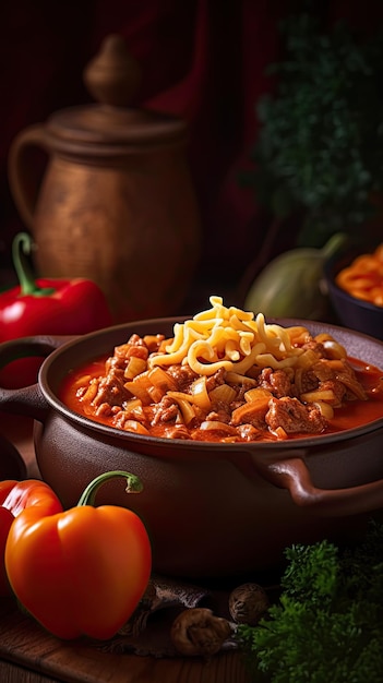 Gulasz to zupa lub gulasz z mięsa i warzyw doprawiony papryką
