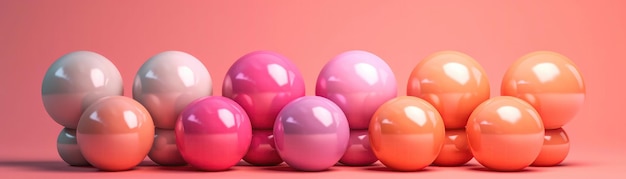 Gumballs stojący na gradientowym białym różowym tle Szeroki panoramiczny generatywny AI