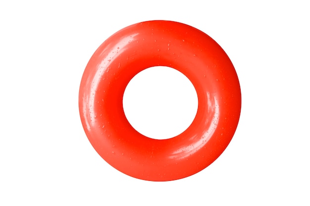 Gumowy pierścień dla dzieci. Czerwony pierścień pływacki na białym tle