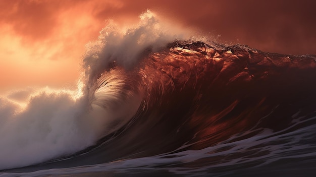 Gusty listopad z Turbulent Maroon Waves listopad czerwone fale morskie tło