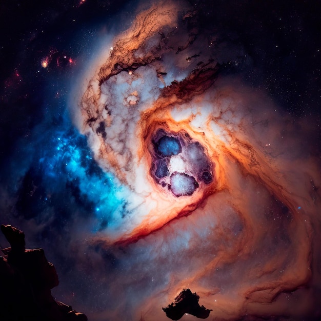 Zdjęcie gwiazdy i galaktyki w kosmosie pokazujące piękno eksploracji kosmosu generatywna sztuczna inteligencja