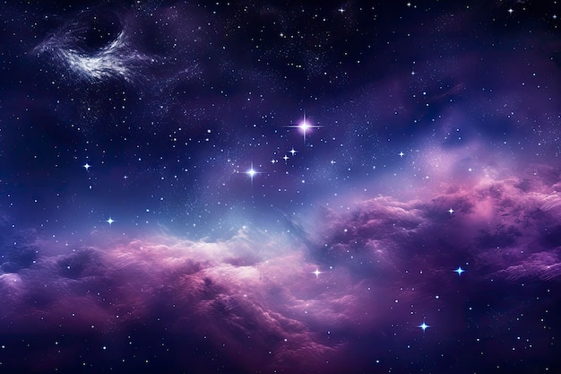 Gwiazdy kosmiczne w fioletowej galaktyce w przestrzeni kosmicznej