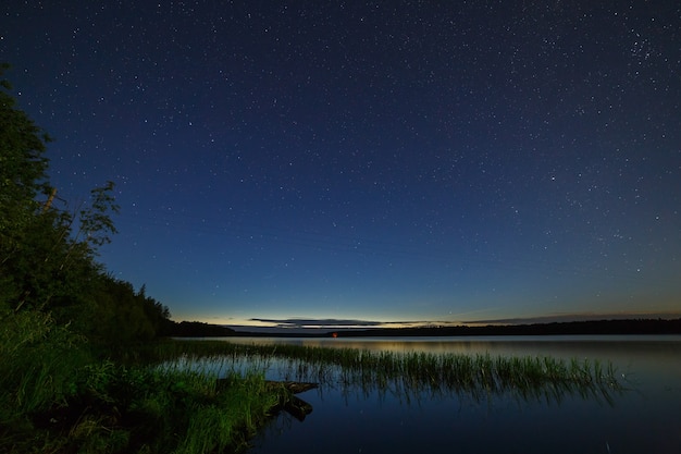 Gwiazdy Na Nocnym Niebie Nad Rzeką