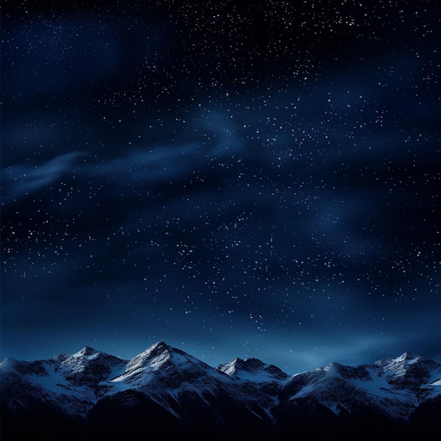 gwiaździste nocne niebo nad górami z pokrytym śniegiem pasmem górskim generatywnym ai