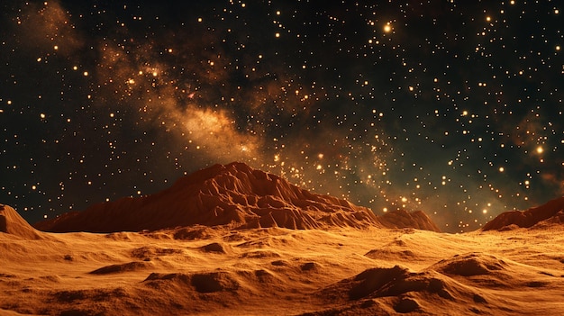 Zdjęcie gwiezdna noc nad marsjańskim krajobrazem wydm generatywna sztuczna inteligencja