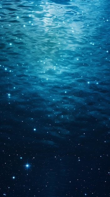 gwiezdna powierzchnia wody z niebieskim niebem i gwiazdami generatywnymi ai
