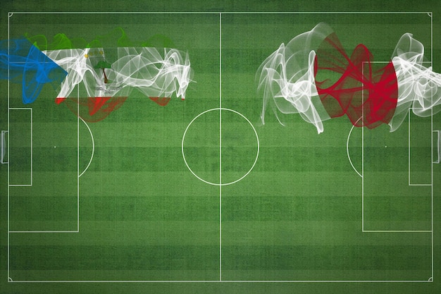 Gwinea Równikowa vs Japonia Mecz piłki nożnej kolory narodowe flagi narodowe boisko do piłki nożnej gra w piłkę nożną Koncepcja konkurencji Skopiuj miejsce