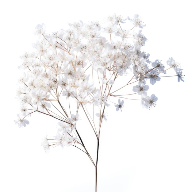 Gypsophila Babys Oddech suszony kwiat izolowany na białym tle Generatywna sztuczna inteligencja