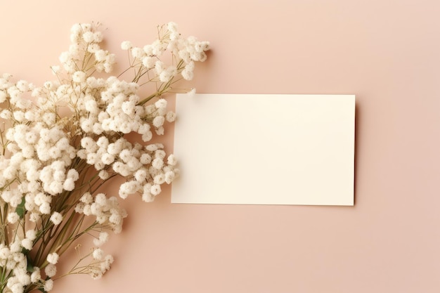 Gypsophila Flower Minimalist Blank Canvas Paper Card w kolorze beżowym Ujmująca delikatność w świetle i S