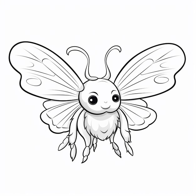 Zdjęcie gypsy moth minimalny słodki płaski kolorownik kawaii linia sztuki