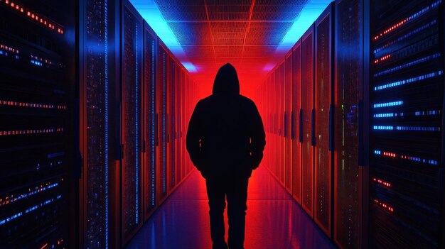 Hacker przechadzający się przez serwer