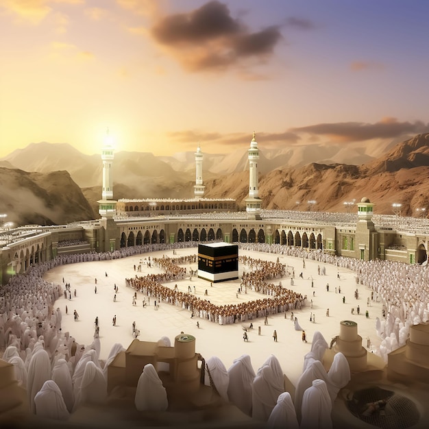 Hajj i Eid Tło z ikoną Kaaba