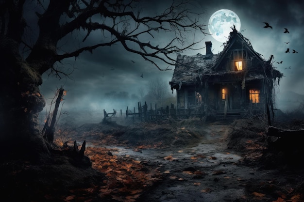 Halloween ciemny dom tło