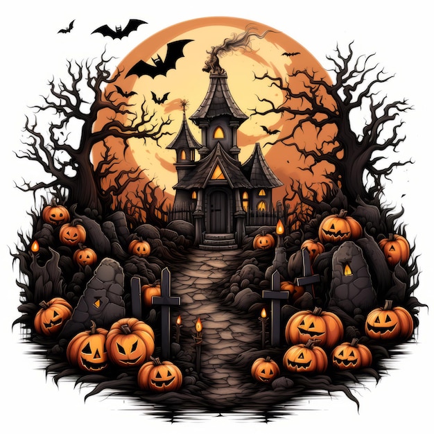 Halloween clip art Piękne zdjęcie ilustracji Generative AI