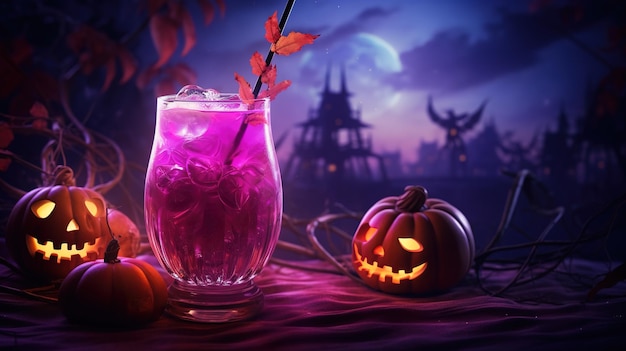 Halloween cocktail wielki księżyc fiolet sprzedaż tło