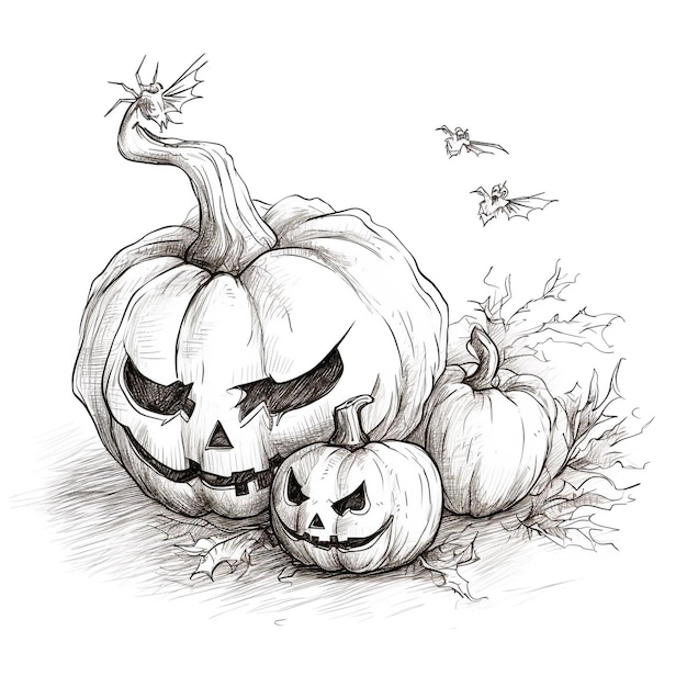 Zdjęcie halloween creepy doodle sketch