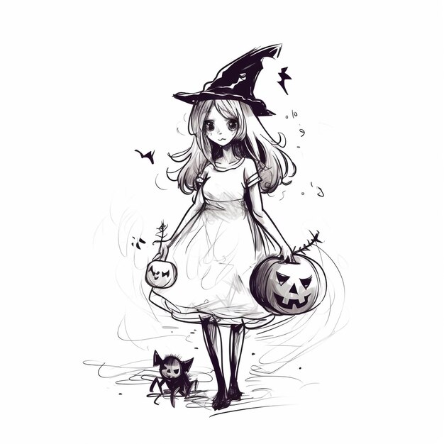 Zdjęcie halloween creepy doodle sketch