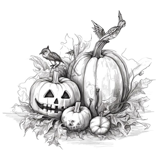 Zdjęcie halloween creepy doodle sketch