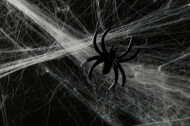 Halloween creepy pajęczyna pajęczyna na czarnym tle