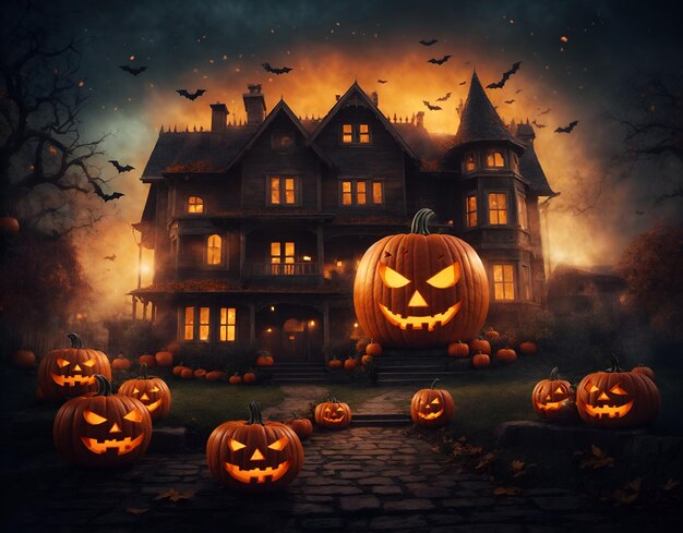 Halloween dynia nawiedzony dom