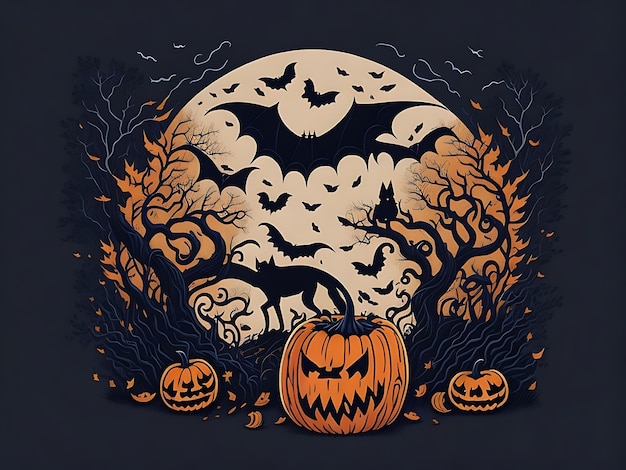 Halloween dyniana koszulka ilustracja wektor projektowania