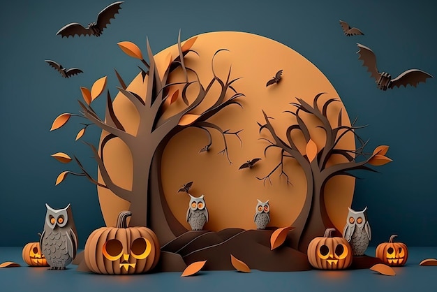 Halloween dynie Ilustracja motywu Halloween z grupą jack lantern dynie generatywne ai