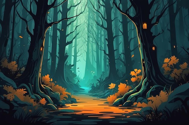 Halloween las tło Ilustracja AI Generative