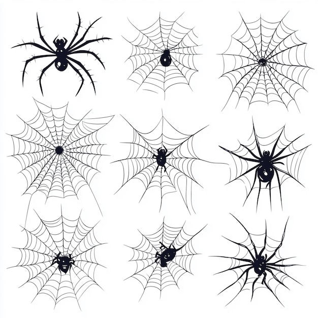 Halloween pajęczyna izolowana na białym tle zestaw ilustracja wektorowa