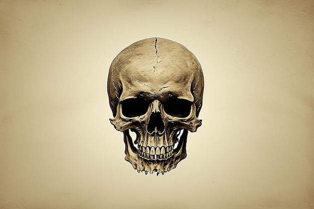 Halloween Przerażająca minimalistyczna grafika liniowa konturów czaszki
