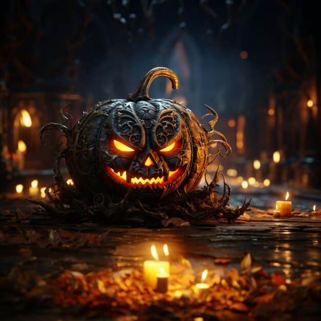 Halloween Przerażające Zdjęcie Dyni Z Bliska