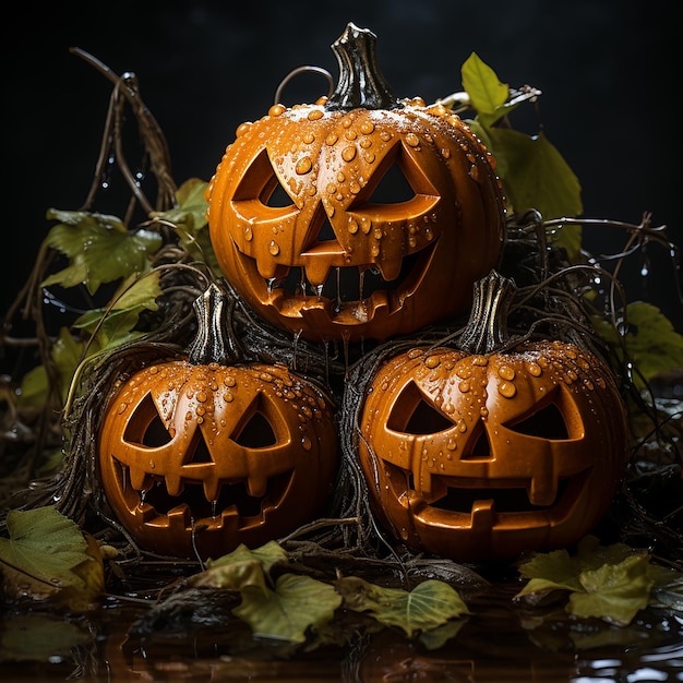 halloween_pumpkins_on_black_background