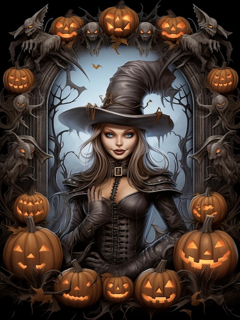 Halloween ramka halloween tło halloween ilustracja Ai wygenerowane wysokiej rozdzielczości Halloween ilustracji na białym tle