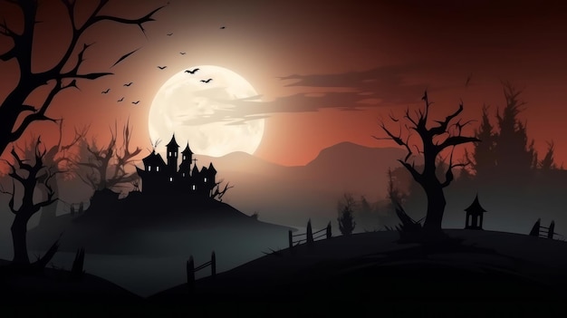 Halloween straszne tło Ilustracja AI GenerativexA