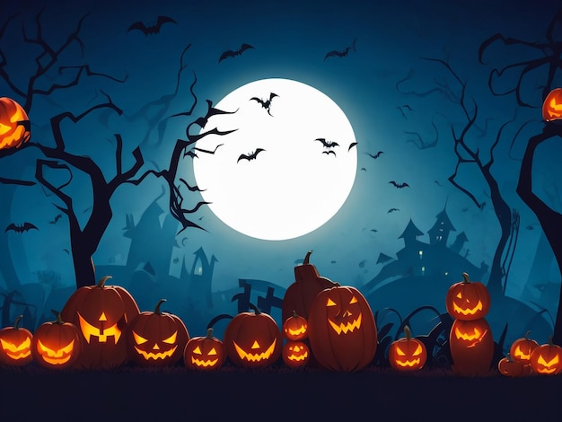 Halloween tła Vector Halloween pomara?czowe t?az wielu p?ywaj?cych pod nietoperzy stary dom tre