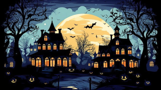 Halloween tło kreskówka dyni niezapomniany kawałek wakacji unikalny ai sztuka