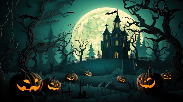 Zdjęcie halloween tło styl papieru kreskówkowego