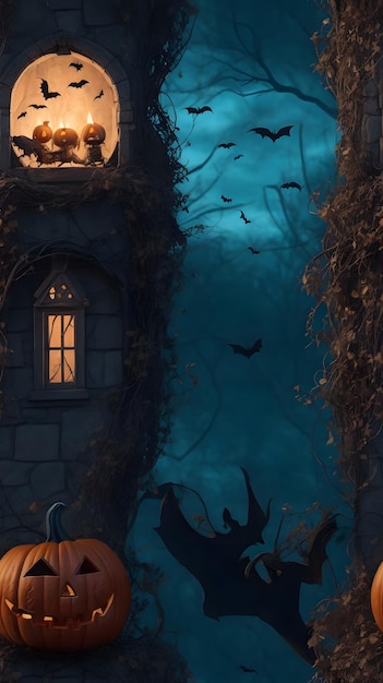 Halloween tło tapety Obraz Koncepcja dyni duch nietoperza