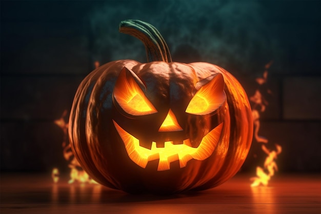 Halloween tło z dyni świece i jesienne liście selektywne